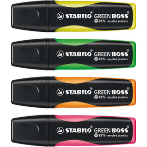 STABILO GREEN BOSS Eco-Friendly Highlighter Pack of 4 - Multi / Neon by STABILO