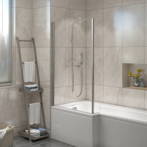 Pivot Double Panel Over Bath Shower Screen Panel Fixed - Chrome