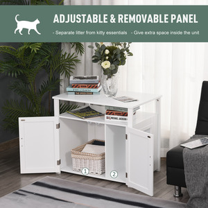 PawHut Wooden Cat Litter Box Enclosure - White by PawHut