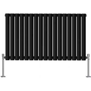 Oval Column Horizontal Designer Radiators - Black / 767mm / 56mm