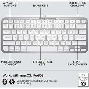 Logitech MX Keys Mini for Mac Wireless Keyboard - Multicolour by Logitech