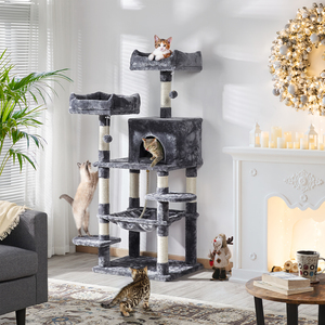 Large Cat Tree with Scratching Posts - Dark Grey by Yaheetech
