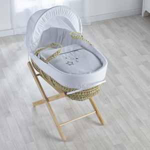 White Wish Upon A Star Moses Basket with Folding Stand Natural - White by Kinder Valley