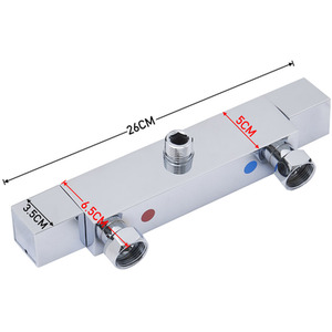 Square Thermostatic Shower Mixer Temperature Control Valve - Silver by Livingandhome