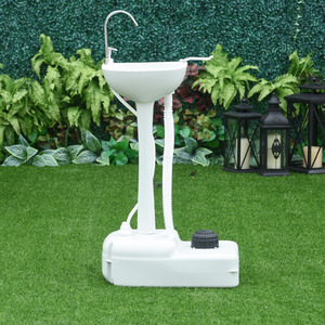 Outsunny Camping Sink With Towel Holder Soap Dispenser Hand Wash - Light Grey by Outsunny