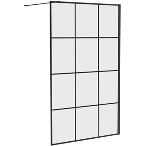 Black Walkin Shower Enclosure Easy Clean Grid Glass Shower Screen