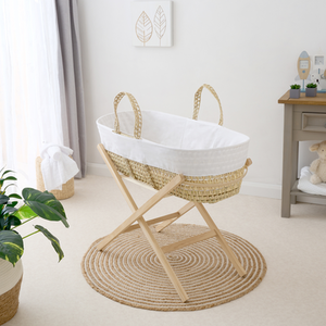 Scandi Palm Moses Basket - White by Clair de Lune