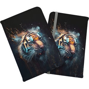 Tiger Face Splashart Dark Background Passport Cover - Brown by Warren Reed - Designer
