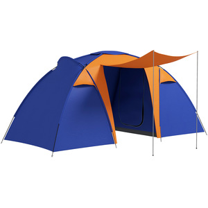 Outsunny 2 Room Camping Tent with Living Area and Awning for 4-6 Person - - by Outsunny