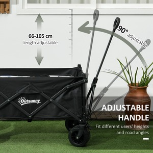 Outsunny Folding Garden Trolley Cart, 120KG Capacity, with Carry Bag - Black by Outsunny