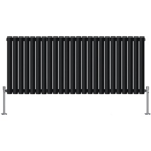 Oval Column Horizontal Designer Radiators - Black / 1416mm / 78mm