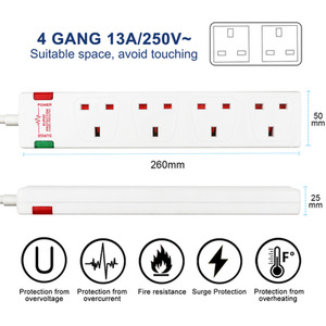 4 Gang Surge-Protected Extension Lead by ExtraStar