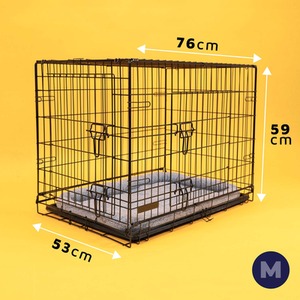 Dog Crate with Bed - Black / M by DogCratesPlus