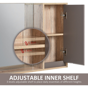 HOMCOM Wall Mounting Bathroom Cabinet Mirror - Grey & Oak Brown by HOMCOM