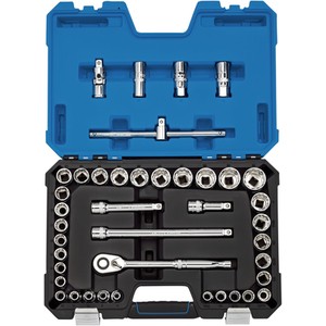 Draper 1,2 Square Drive Combined MM AF Socket Set - Silver / 41 by Draper