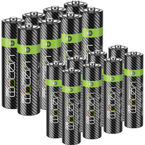 Premium Rechargeable Batteries - Includes 8 x AA and 8 x AAA - Black by Venom