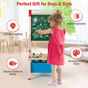 3-in-1 Kids Art Easel Double-sided Easel - Natural by Costway