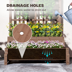 Outsunny 2-Tier Wooden Planter with Trellis and Drainage Holes by Outsunny