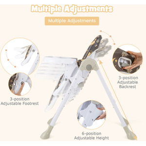 Folding Baby Highchair with Recline Footrest - Black by Costway