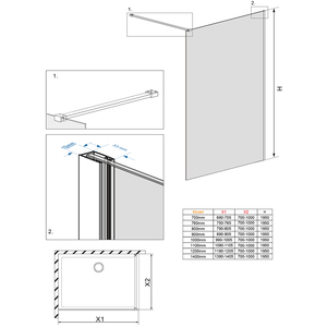 Black Walkin Shower Enclosure Easy Clean Clear Glass Shower Screen