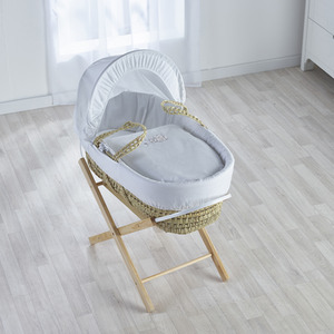 Sleepy Little Owl Moses Basket with Natural Opal Folding Stand by Kinder Valley