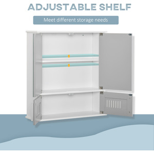 kleankin Bathroom Mirror Cabinet Wall Mount Storage Cupboard - Grey by kleankin