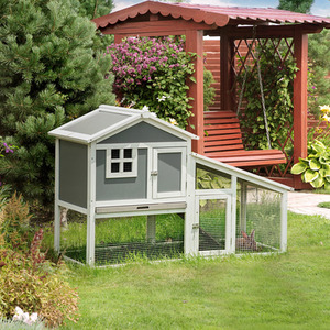 PawHut Small Animal Hutch Pet Cage with Run - Grey by PawHut