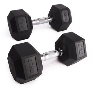 Phoenix Fitness Hex Dumbbell Pair - Black / 15kg by Phoenix Fitness