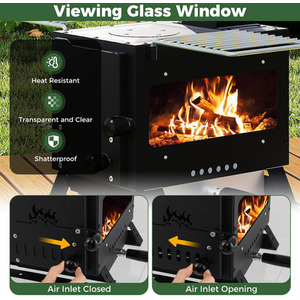 Portable Wood Burning Stove Mini Heater Burner - Black by Costway