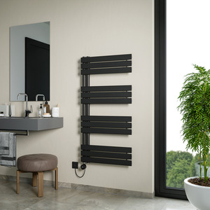 Lola Open Electric Designer Towel Radiator - BLACK / 60cm by Agadon
