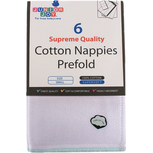Junior Joy Prefold Cotton Nappies - White / Small / 5 by Junior Joy
