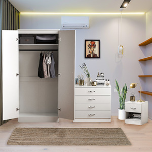 Riano Trio Bedroom Set - White / 76cm / MDF by Vida Designs