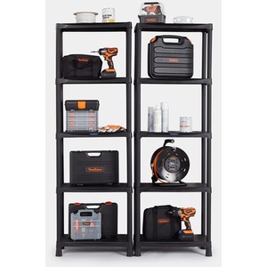 VonHaus 5-Tier Black Shelving Units Pack of 2 - Black by VonHause