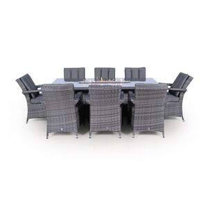 Arizona Fire Pit Square Rattan Patio Dining Set - Grey / 8 by Giardino