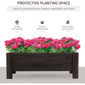 Outsunny Garden Raised Bed Planter Grow Containers - Carbonized by Outsunny