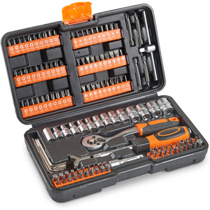 130pc Socket and Bit Set with 72 Teeth Ratchet Handle - Grey by VonHaus
