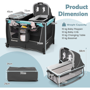 Baby Playard Diaper Changing Table - Green by Costway