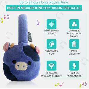 Squishmallows Ingred Plush Bluetooth Headphones - Blue by Lazerbuilt