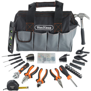 92Pc Hand Tool Kit with Heavy Duty Bag - Black by VonHaus