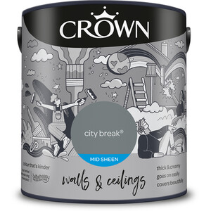 Crown Walls and Ceilings Mid Sheen Emulsion - City Break / 2.5l by Crown Paints