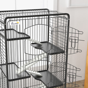 PawHut 6-Level Removable Small Animal Cage, 131cm - Black - Black by PawHut