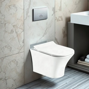 Rimless Wall Hung WC Toilet - Soft Close Seat Included - White by Fino Stone