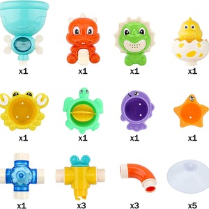 Baby Bath Dinosaur Pipes and Wheel with Sea Toy Accessories - Orange