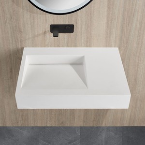 Cordoba Sloped Wall Hung Matt Stone Basin - White by Fino Stone
