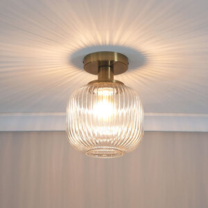 Calpe Clear Glass Shade Flush Gold Stem Ceiling Light - Gold by ValueLights