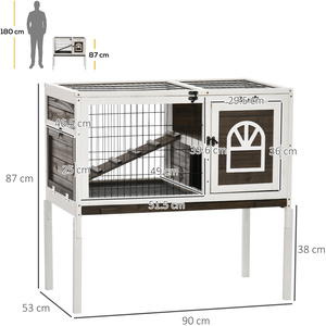 PawHut elevated Wooden Small Animal Cage with Removable Tray - Brown by PawHut
