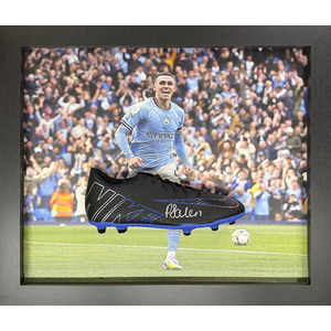 Phil Foden Signed and Framed Manchester City Boot - Black by Allstarsignings