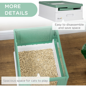 PawHut Cat Litter Box with Lid, Foldable Cat Litter Tray with Scoop - Green by PawHut