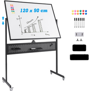 Magnetic White Board with Pegboard - Black by Costway