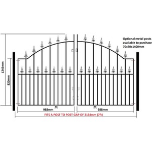 Saxon Arched Spear Top Double Metal Driveway Gate by Burbage Iron Craft